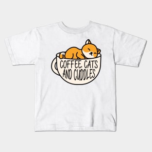 Coffee, cats and cuddles Kids T-Shirt